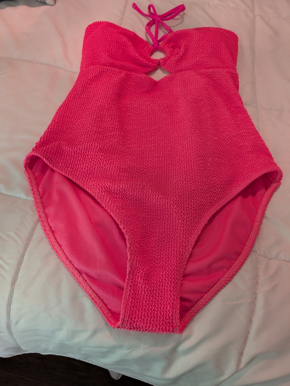 Pink Lily Hot Pink Textured One-Piece Swimsuit